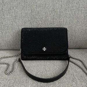NWT Tory Burch Emerson Chain Wallet 170159 black